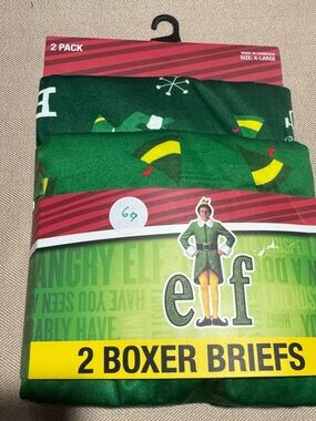 ELF Men's Green Festive Boxer Briefs 2-Pack‎